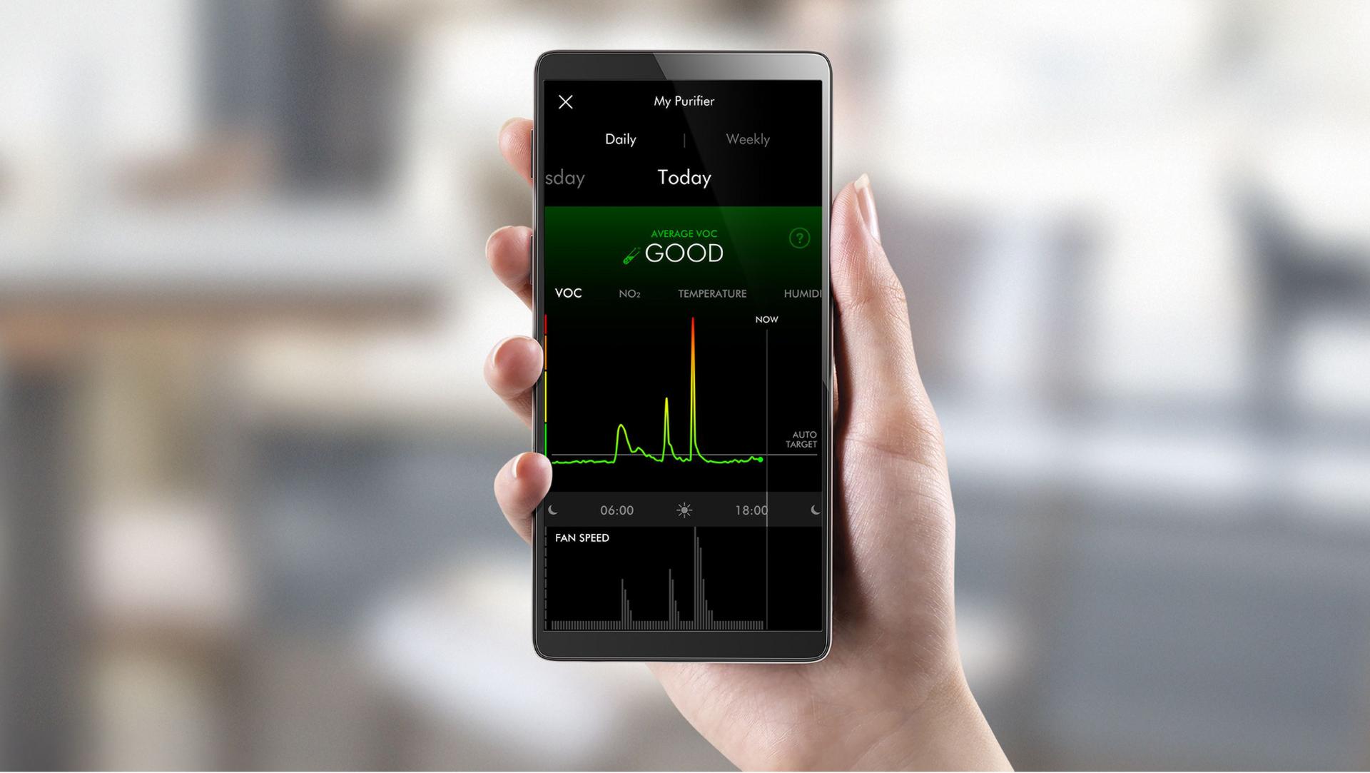 Close up of mobile screen with Dyson Link app