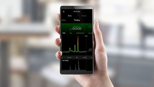Close up of mobile screen with Dyson Link app