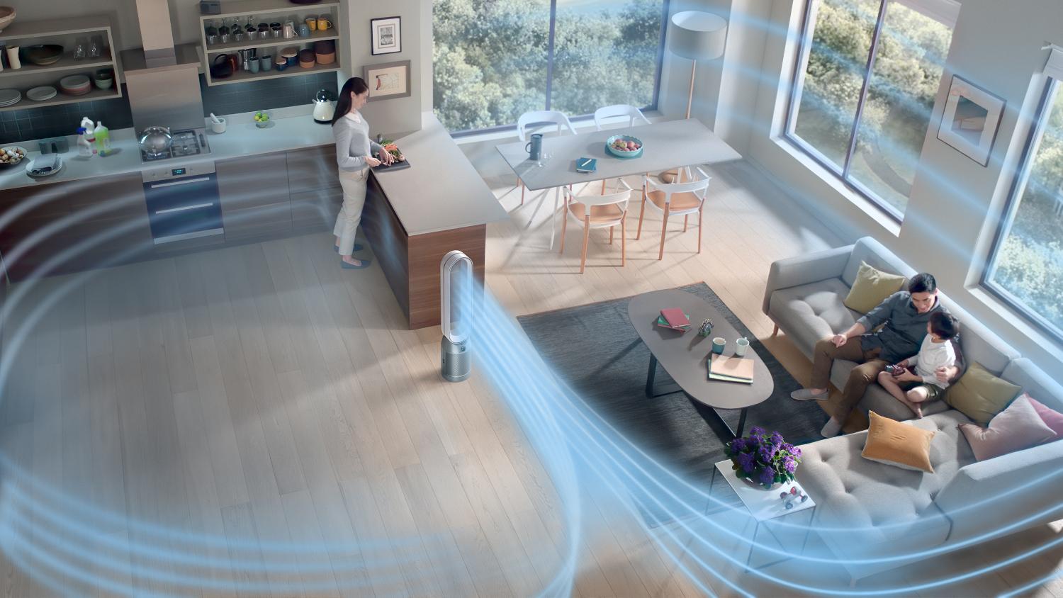 Dyson Purifier Hot+Cool projecteert gezuiverde lucht