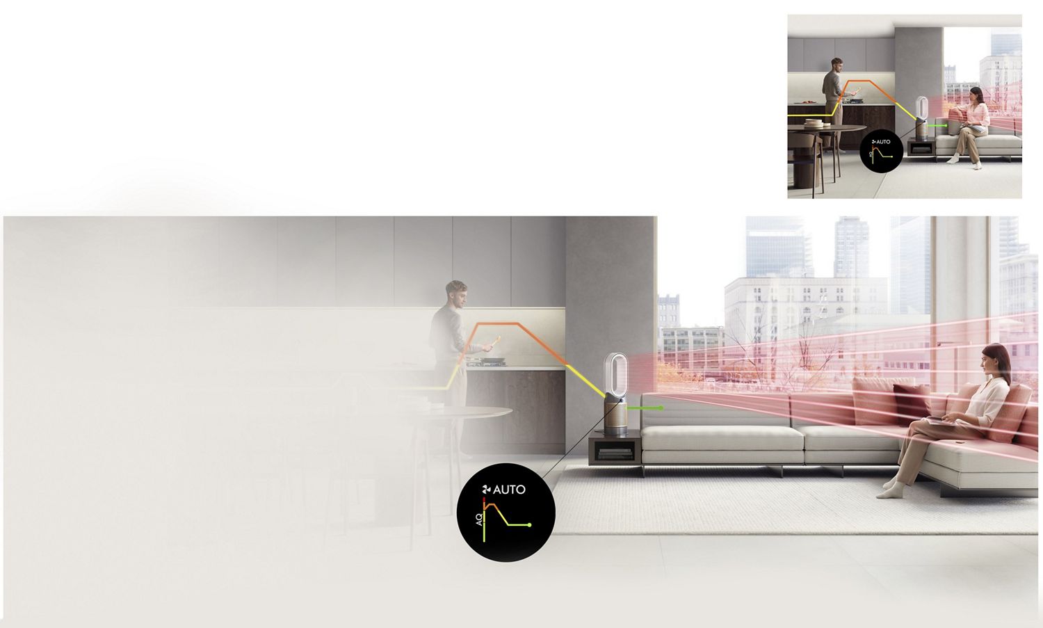 Dyson Purifier Hot+Cool Formaldehyde HP09 with allergens being captured