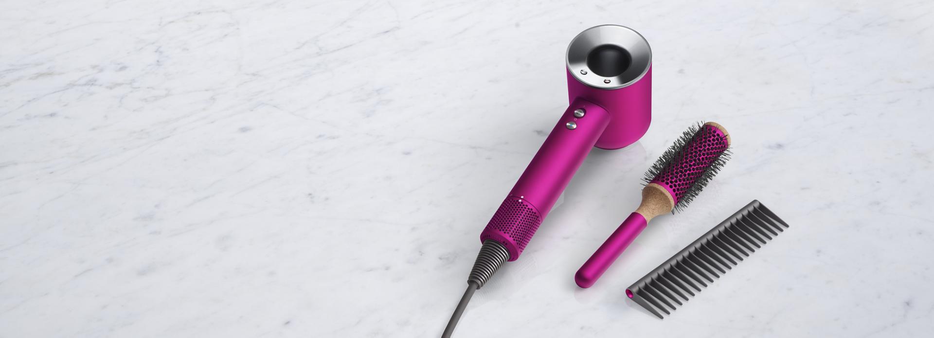 Dyson Supersonic hair dryer with Dyson-designed 35mm Vented barrel brush and Detangling comb
