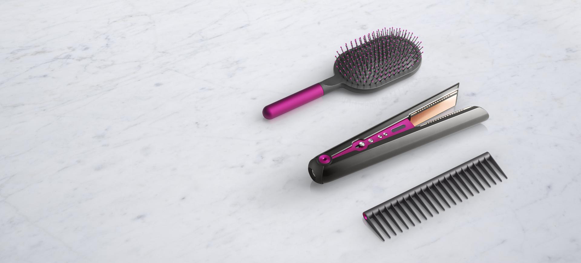 Dyson Corrale straightener with Paddle brush and Detangling comb