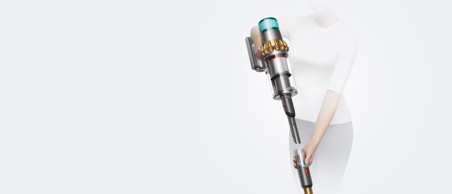 Stick laser vacuum in use during mid vacuum clean