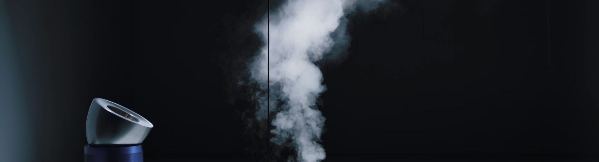 The Dyson Big+Quiet Formaldehyde BP03 air purifier repels a jet of smoke in a lab test.