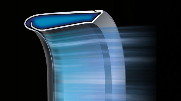 Graphic showing the flow of air over the airfoil-shaped ramps.