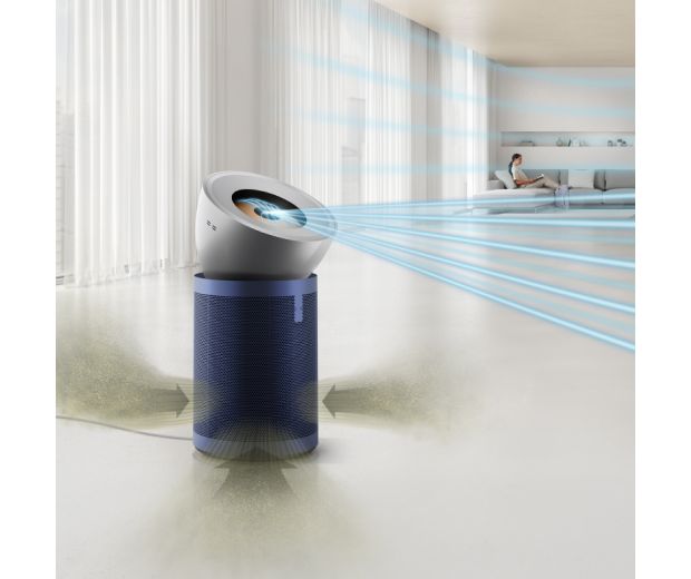 The Dyson Purifier Big+Quiet Formaldehyde with a green graphic showing its projection.