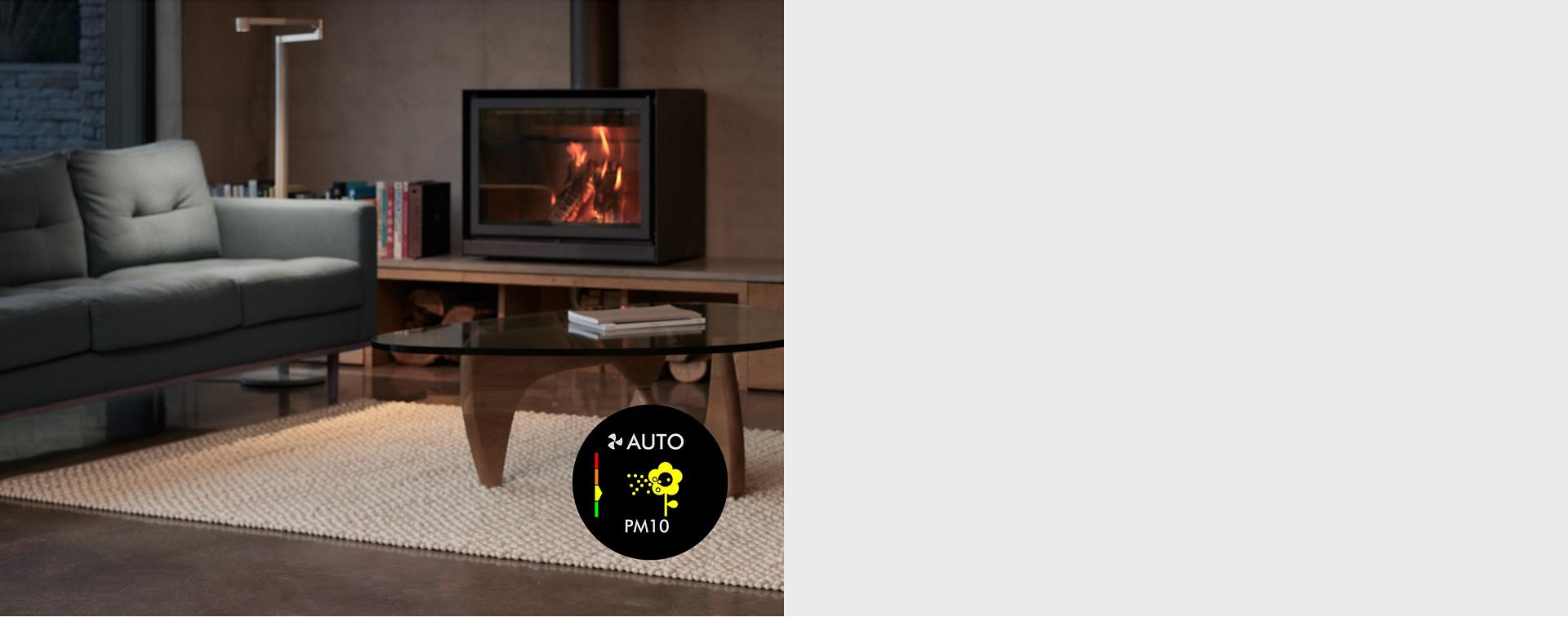 موقد داخلي مشتعل.