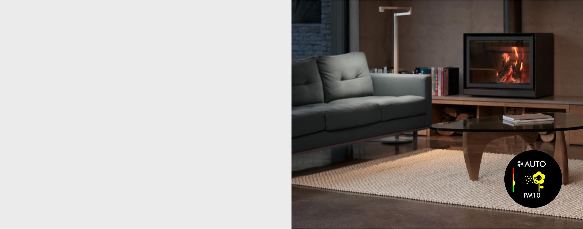 An indoor fireplace burning.