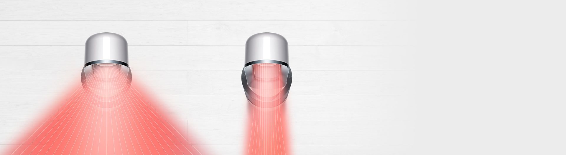 Split screen showing airflow in Jet Focus and Diffused modes.