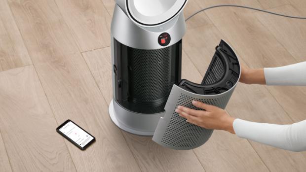 Changing the filter on a Dyson Purifier Hot+Cool purifying fan heater.