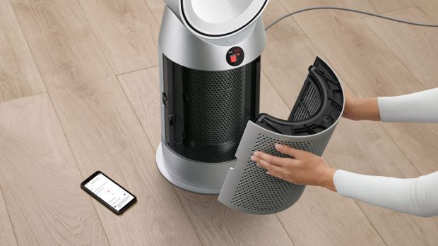 Changing the filter on a Dyson Purifier Hot+Cool purifying fan heater.