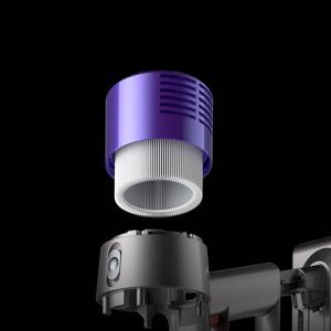 A replacement filter for a Dyson cordless vacuum.