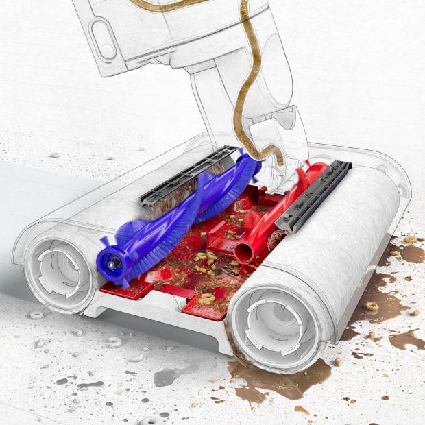 Close-up cutaway of the waste separation system.