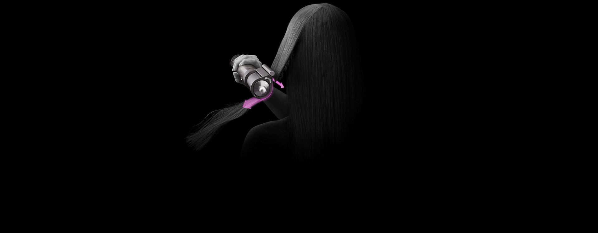 Model using Coanda smoothing dryer attachment in smoothing mode.