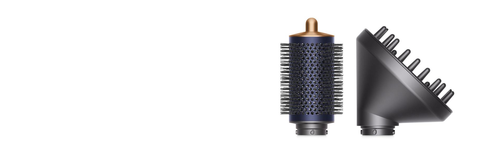 Large round volumising brush and Diffuser attachment.