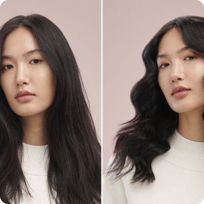 Model before and after styling.