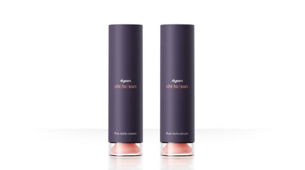 The Dyson Chitosan Pre-style cream and Post-style serum.