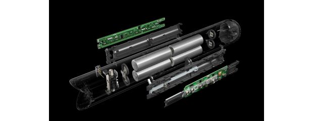 Lityum iyon bataryanın yakından görünümü. 