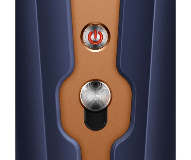 Close-up of the Power button and Safety lock.
