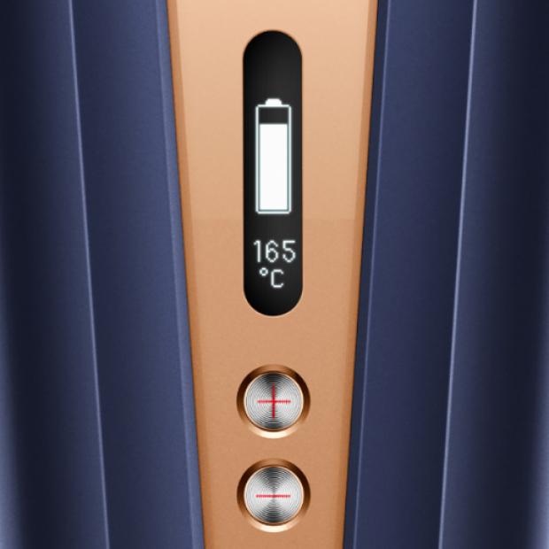 Close-up of the OLED screen.