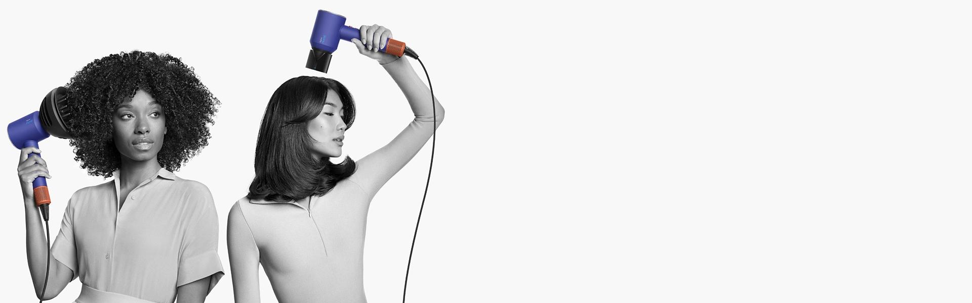 سيدة شعرها كثيف وملفوف ورجل شعره قصير وحاد