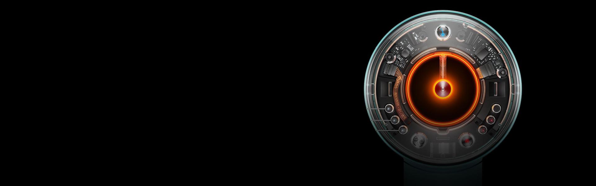 The technology inside the Dyson Supersonic Nural™ hair dryer through the clear end cap on the aperture