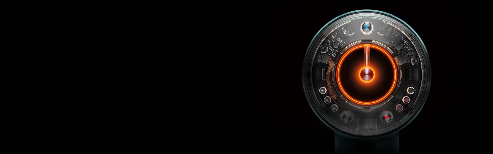 The technology inside the Dyson Supersonic Nural™ hair dryer through the clear end cap on the aperture