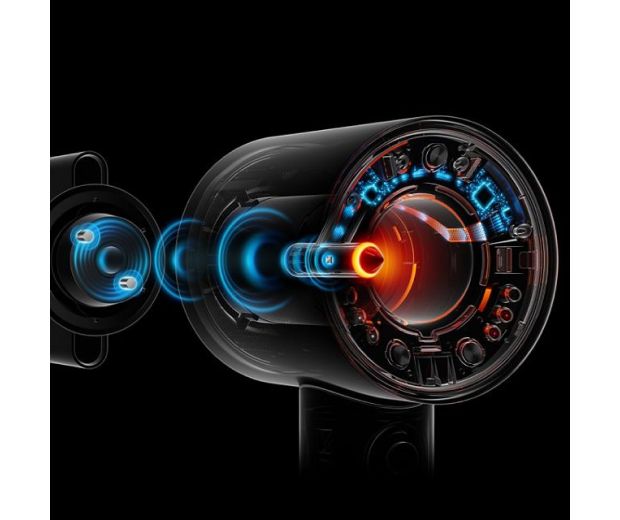 Cutaway graphics show the recognition technology inside the Dyson Supersonic Nural and its attachments.