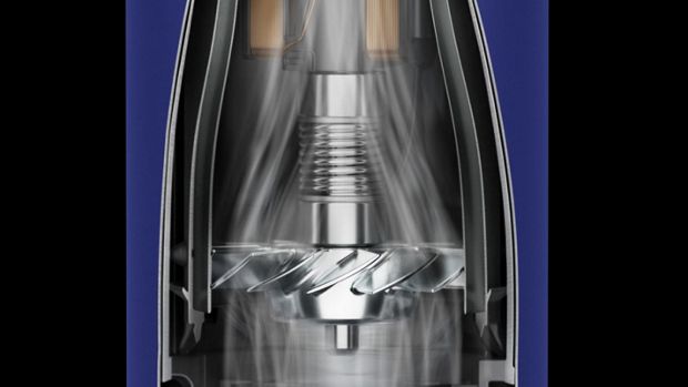 A technology image of the Dyson Hyperdymium motor inside the Dyson Supersonic Nural hair dryer handle
