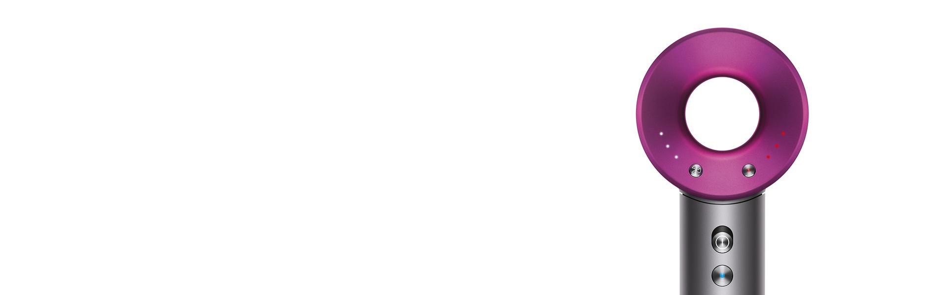 A close-up of the head of the Dyson Supersonic hair dryer.