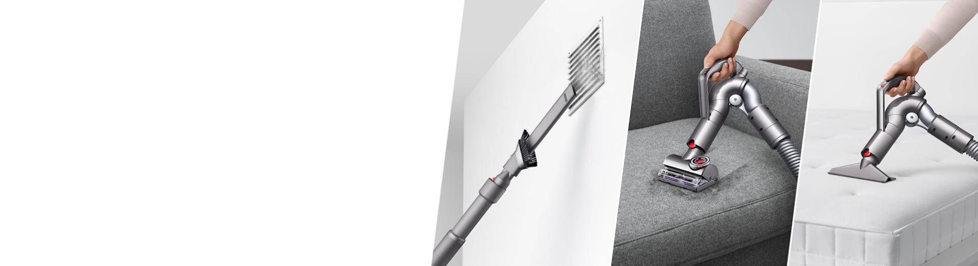 Kablosuz süpürgeler için çeşitli Dyson başlıkları.