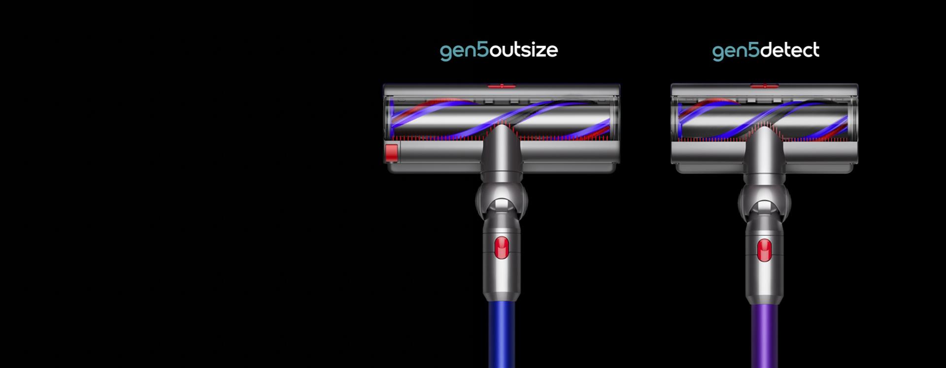 The Gen5outsize and Gen5detect cleaner heads next to each other to compare size.
