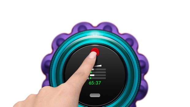 لقطة مُقرَّبة لشاشة LCD بمكنسة Dyson Gen5detect.