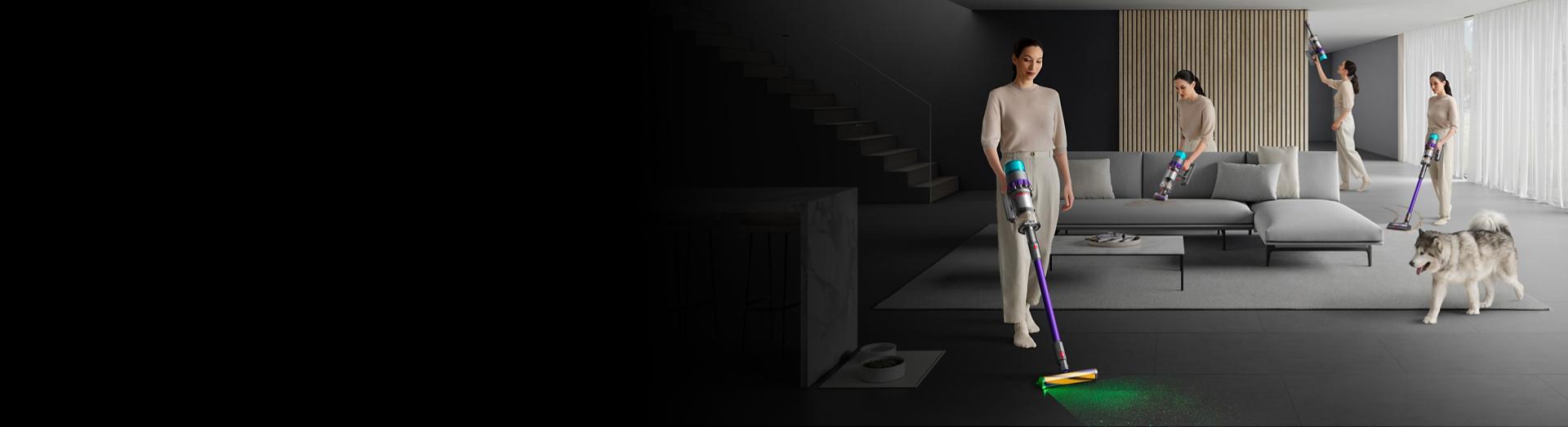 A family home being cleaned with the Dyson Gen5detect vacuum.