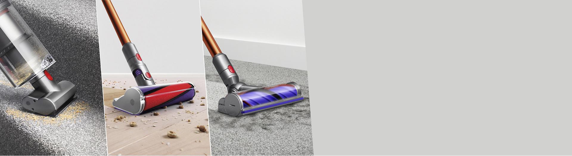 شاشة مقسومة لثلاثة رؤوس تنظيف.