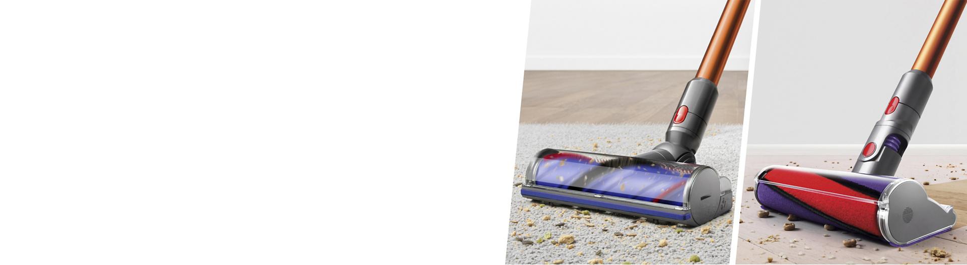 Split screen of three cleaner heads.