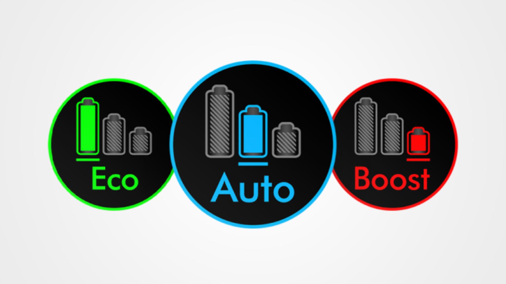 Three icons representing the three power modes of the Dyson V12 Detect Slim vacuum.