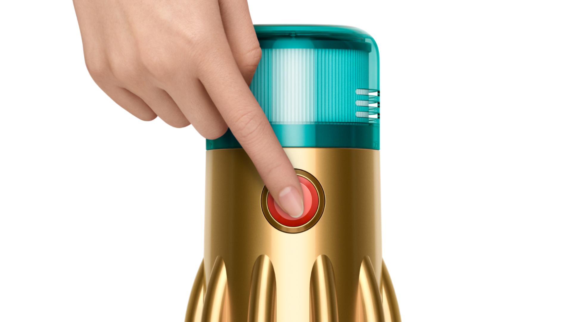The Dyson V12s Detect Slim Submarine’s power button.
