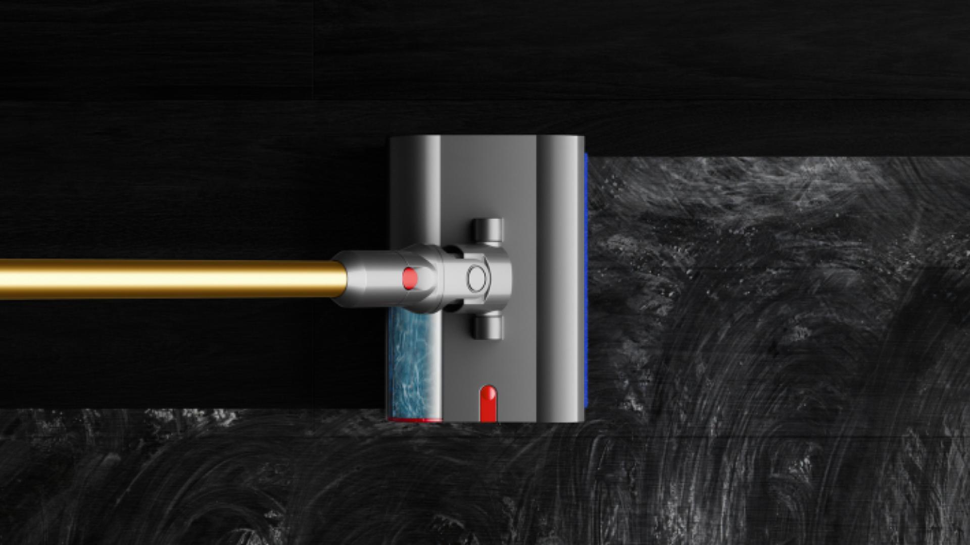 The Motorised Submarine wet roller head cleans a floor without leaving streaks.