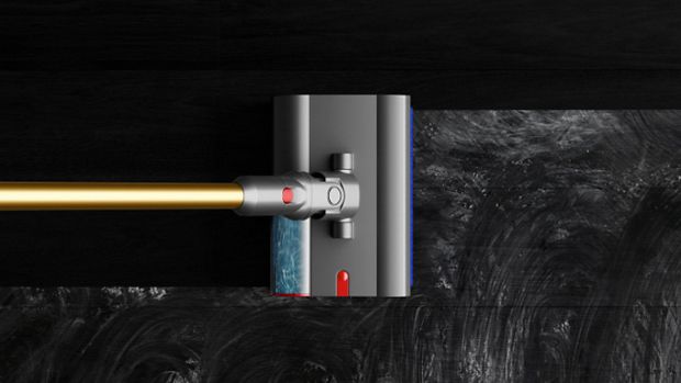 The Motorised Submarine wet roller head cleans a floor without leaving streaks.