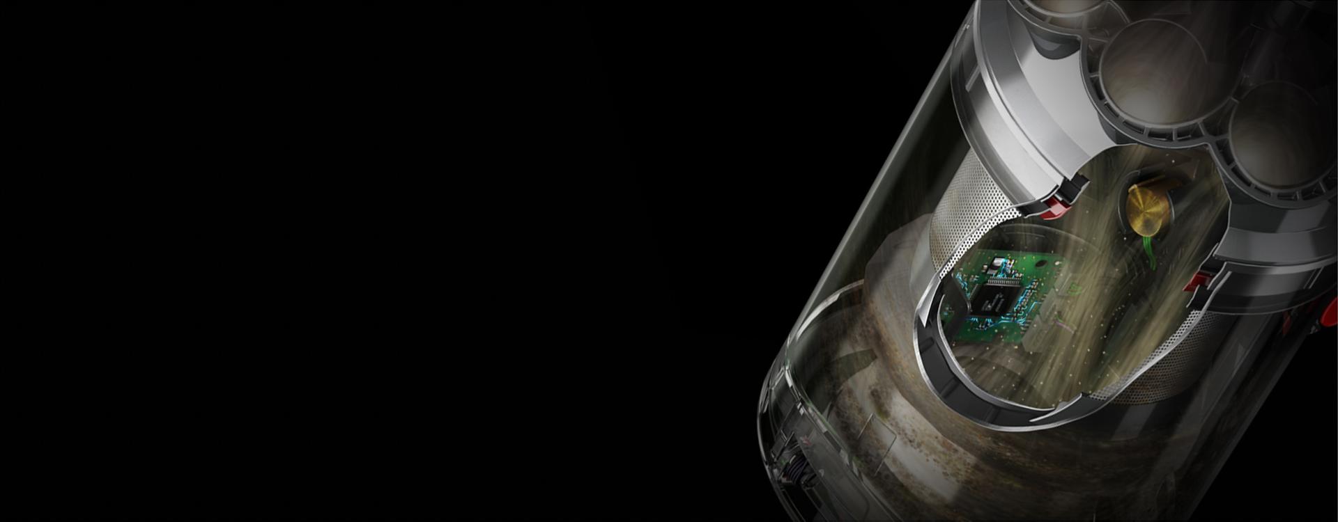 Hình mặt cắt của Dyson V12s Submarine cho thấy cảm biến Piezo.