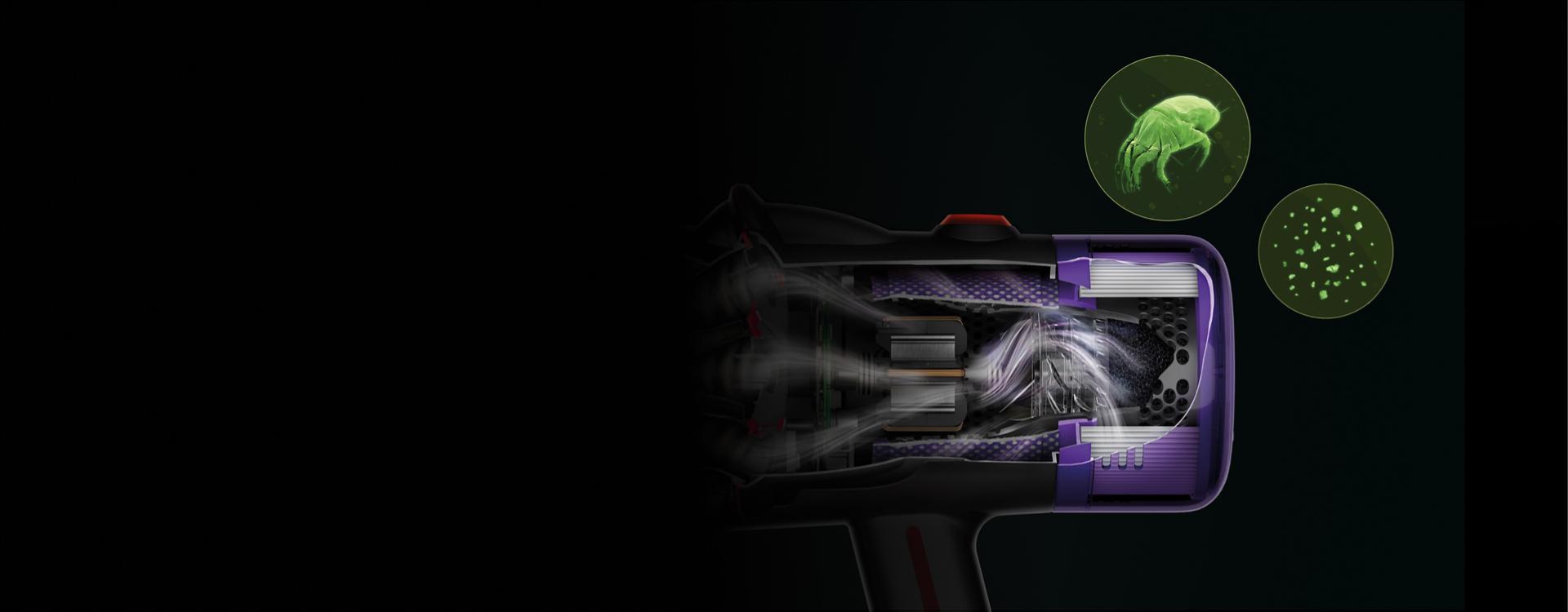 다이슨 V12s 서브마린 무선 물 청소기 내부의 필터