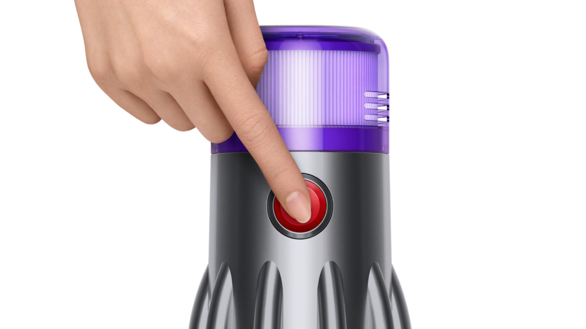 다이슨 V12s 서브마린의 전원 버튼.