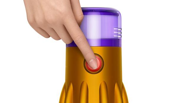 다이슨 V12s 서브마린의 전원 버튼.