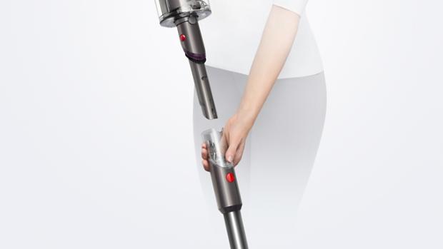 The Dyson V15s Detect Submarine’s wand is removed revealing the dusting and crevice tool.