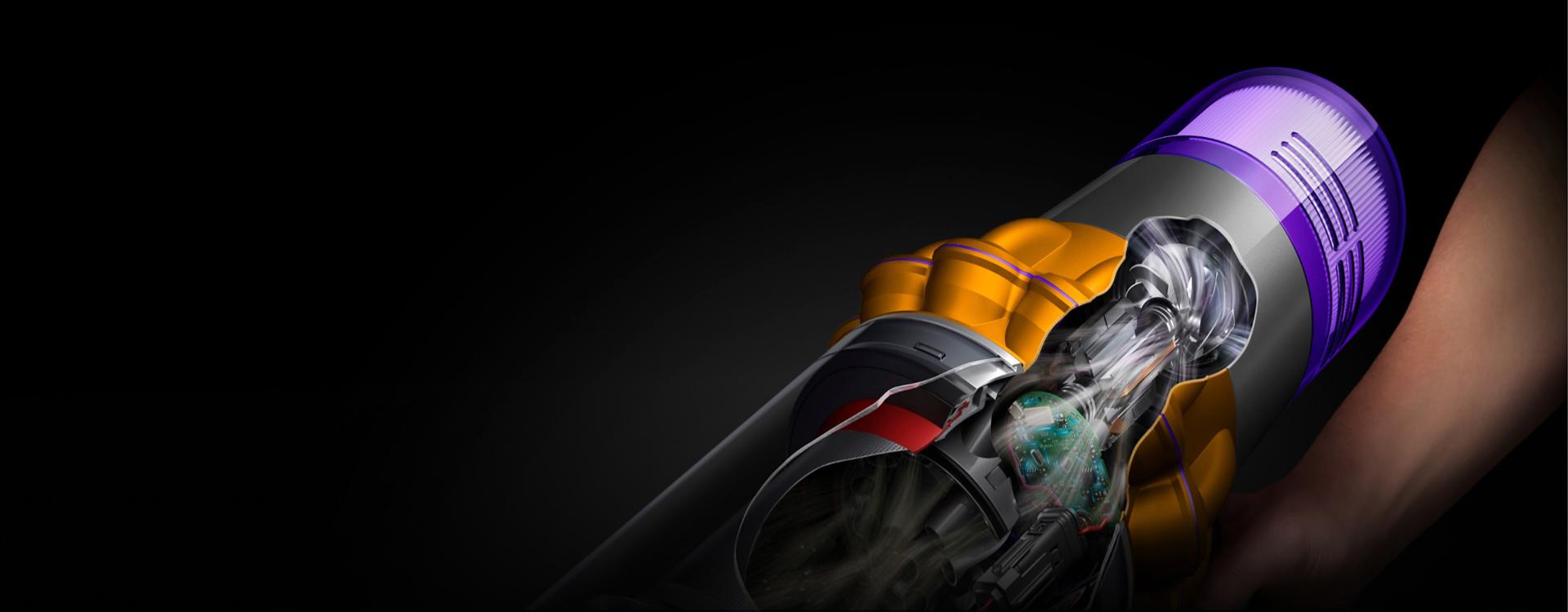 Cutaway of the Dyson V15s Detect Submarine showing the Hyperdymium motor.