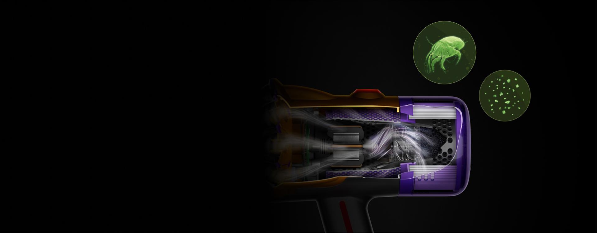 The filter inside the Dyson V15s Detect Submarine™ wet and dry vacuum cleaner.