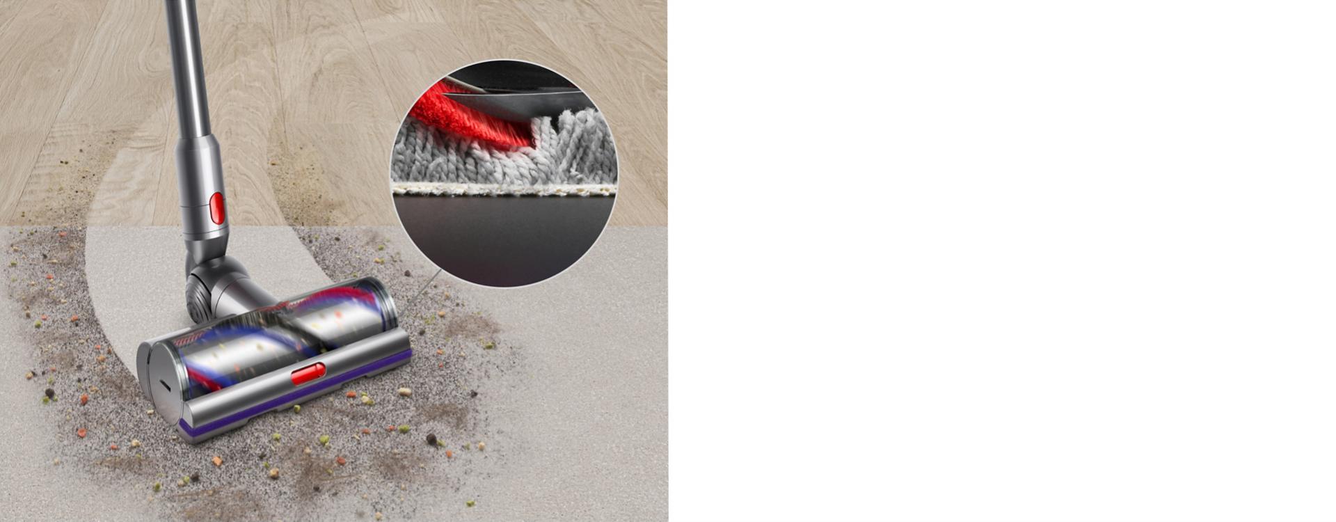 يقوم رأس التنظيف الرقمي Digital Motorbar بمواءمة قوة الشفط تلقائياً على مستوى أنواع الأرضيات.