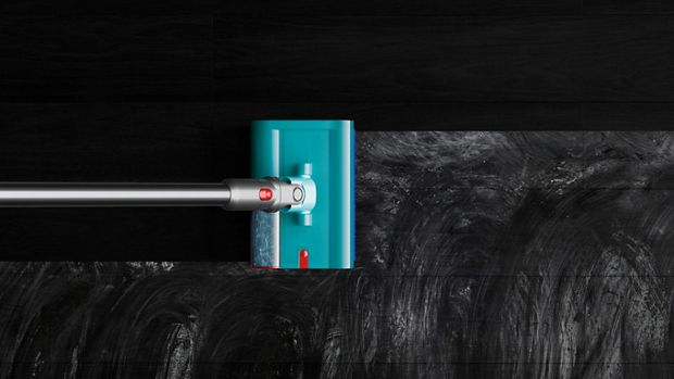 The Motorised Submarine wet roller head cleans a floor without leaving streaks.