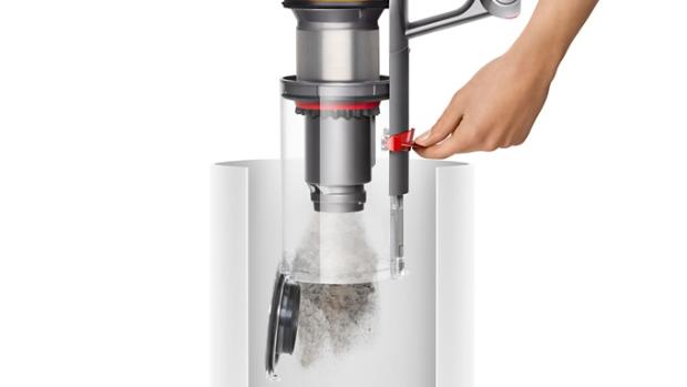 The Dyson V15s Detect Submarine’s bin is emptied.